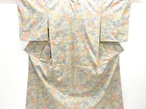 未使用品　枝花に蝶模様織り出し西陣お召着物